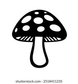 Polka-Dot Mushroom Icon Representing Forest, Fungi, and Magical Nature Elements