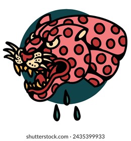 Polkadot Panther Tattoo Decoration, Sticker, and T-shirt Design