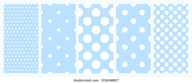 Polkadot Seamless Pattern Set In Light Blue Colour.