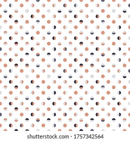 Polka-Dot seamless vector pattern. Elegant regular geometric pattern with tiled small circles and semicircles. Great for fashion, interior decoration, wallpapers, curtains and upholstery. 