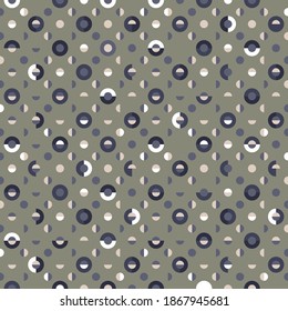 Polka-Dot seamless vector pattern. Elegant geometric pattern with tiled big and small circles and semicircles. Great for fashion, interior design, wallpapers. 