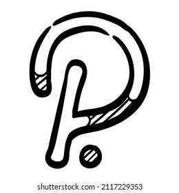 Polkadot symbol hand drawn vector illustration.