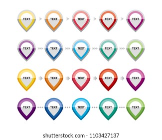 Polka-shaped icons for writing text.Button icons for various colors for writing.Diagram icons in different colors.