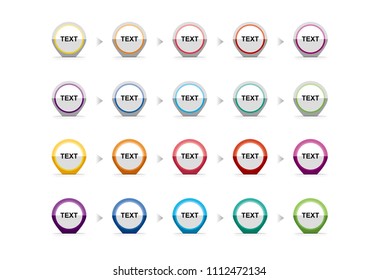 Polka-shaped icons for writing text.Icon for Banner.A multI-colored button icon with its corner between the cut papers.