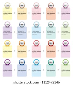 A polk-shaped button icon and a banner for writing text.Icon for Banner.Multiple colored button icons and multI-color square banners with edges between cut paper.