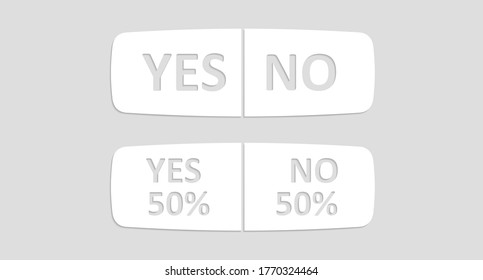 Poll ask a question white stickers social media. A button Yes or no layout drawn in a flat style and isolated on a gray background. Vector illustration