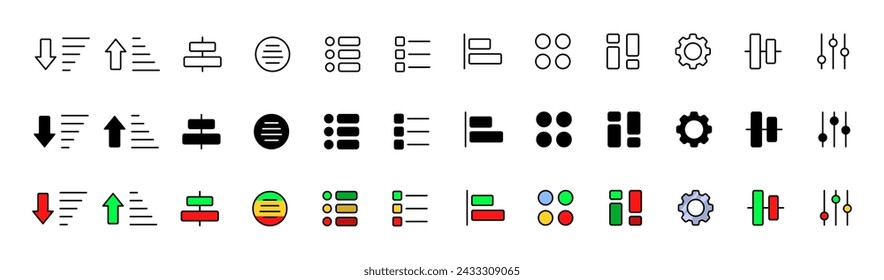 Poll icon collection. Linear, silhouette and flat style. Vector icons