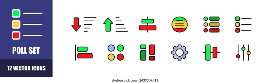 Poll icon set. Poll icons. Flat style. Vector icons