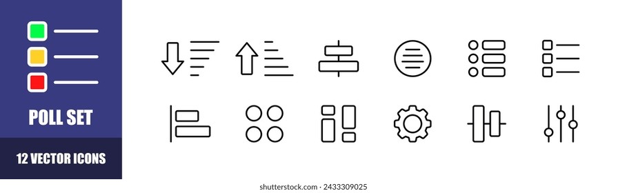 Poll icon set. Linear style. Vector icons