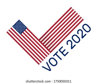 Poll icon. USA flag isolated on white background. Vote 2020 in USA banner design