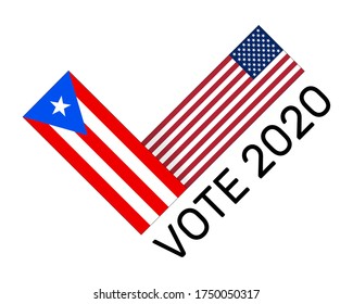 Poll icon. USA and Puerto Rico flag, isolated on white background. Vote 2020 in Puerto Rico banner design