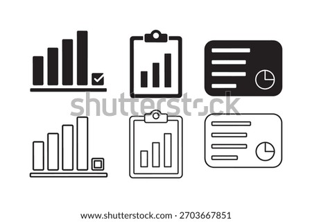 Poll silhouette with outline survey analytics icon set