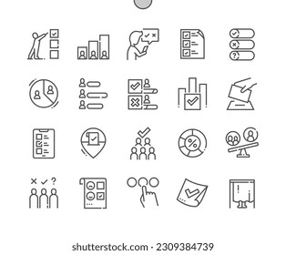 Poll. Survey results. Majority. Election, vote, government. Pixel Perfect Vector Thin Line Icons. Simple Minimal Pictogram