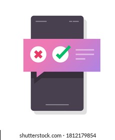 Poll Vote Digital Quiz Message Notification, Choosing Yes No Decision Answer Bubble On Mobile Phone Online Vector, Questionnaire Survey Notice, Right And Wrong, Yes No Checkboxes On Smartphone