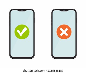 Poll Vote Digital Quiz Message Notification, Choosing Yes No Decision Answer Bubble On Mobile Phone Online Vector, Questionnaire Survey Notice, Right And Wrong, Yes No Checkboxes On Smartphone