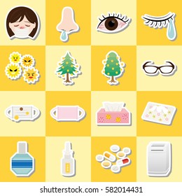 Pollen allergy icon set.
/It is written as "nose drops" in Japanese.