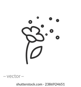 pollen allergy icon, wildflowers blooming, allergic reaction, thin line symbol - editable stroke vector illustration
