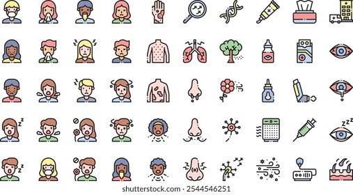 Iconos de alergia al polen Colección de iconos vectoriales de alta calidad con trazo editable. Ideal para Profesional y Proyectos Creativos.