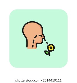 Pollen allergy line icon. Plant, smell, flower. Healthcare concept. Can be used for topics like perception, symptom, treatment