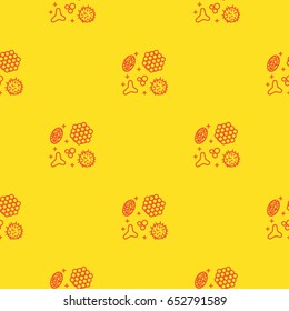 Pollen beekeeping. Seamless pattern in a linear style.