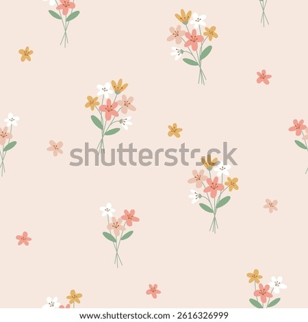 pollen flowers  bouquet   seamless pattern , vector , illustration