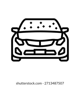 Pollenkörner auf der Frontscheibe eines Autos, Ikone, Vektor. Pollenkörner auf der Windschutzscheibe eines Autos. isoliertes Kontursymbol, schwarze Illustration