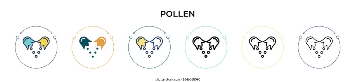 Pollen-Icon in vollem, dünnen Linie, Umriss und Strich-Stil. Vektorgrafik von zwei farbigen und schwarzen Pollen-Vektorgrafiken-Designs kann für mobile, iPi, web-basierte