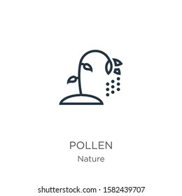 Pollen icon. Thin linear pollen outline icon isolated on white background from nature collection. Line vector sign, symbol for web and mobile