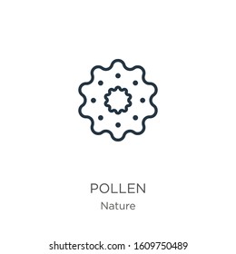 Pollen icon. Thin linear pollen outline icon isolated on white background from nature collection. Line vector sign, symbol for web and mobile