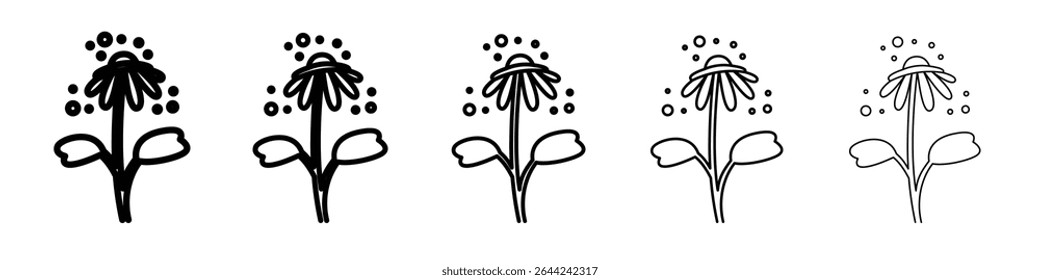 Pollen icon thin outline logo mark set