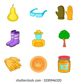 Pollen icons set. Cartoon set of 9 pollen vector icons for web isolated on white background