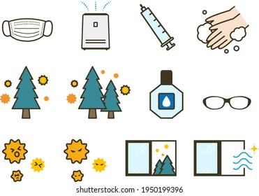 Pollen icons set.It is vector illustration.
