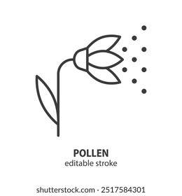 Pollen line icon. Flower vector illustration. Allergy symbol. Editable stroke.