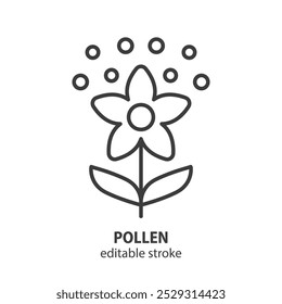 Pollen line icon. Flower vector illustration. Allergy and asthma symbol. Editable stroke.