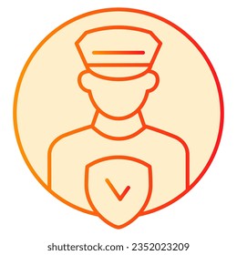 Pollice officer control flat icon. Policeman with check orange icons in trendy flat style. Police security gradient style design, designed for web and app. Eps 10