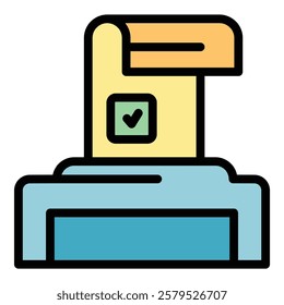 Polling booth icon outline vector. Election vote. People ballot color flat