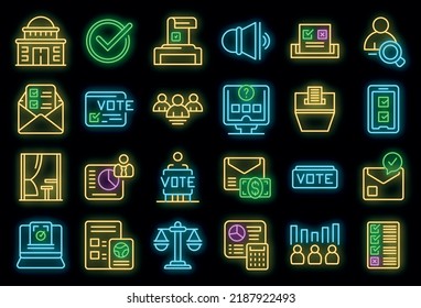 Polling booth icons set outline vector. Ballot box. Choice election campaign