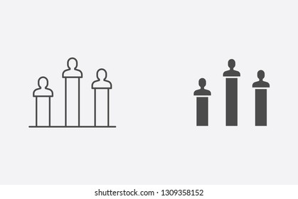Polling outline and filled vector icon sign symbol