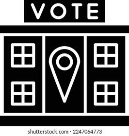 Icono vectorial del lugar de votación. Se puede usar para imprimir, móviles y aplicaciones web.