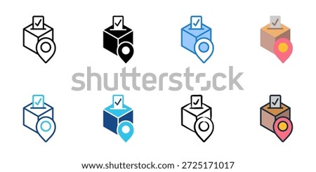 Polling Station icons set multiple style collection. Editable stroke 
