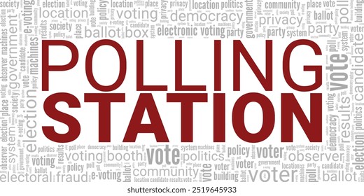 Polling Station palavra nuvem conceitual design isolado no fundo branco.