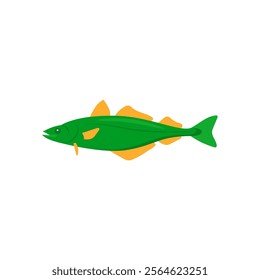 Pollock Seafood Vector Illustration, Isolated