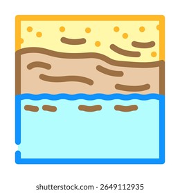 vetor de ícone de cor de óleo poluído da linha da costa. sinal de óleo poluído da linha da costa. ilustração de símbolo isolado
