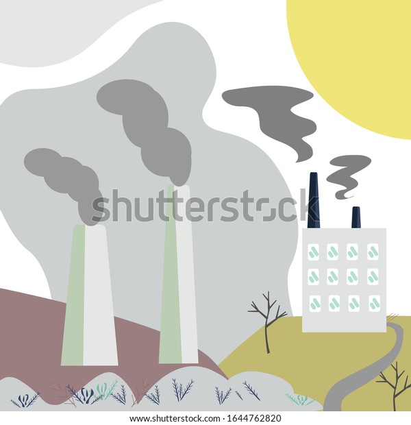 Polluted Environment Industrial Smog Industry Smoke Stock Vector ...