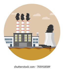 Polluted industry Water flat design icon