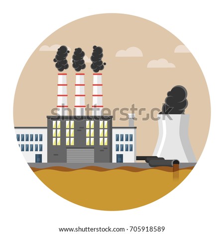 Polluted industry Water flat design icon