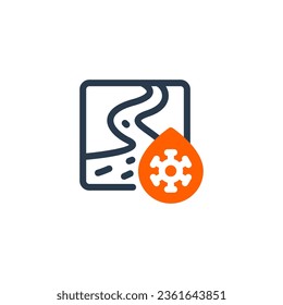 Polluted and Murky River vector icon illustration