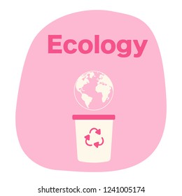Polluted planet in a dumpster. Conceptual image of a bad environment vector icon
