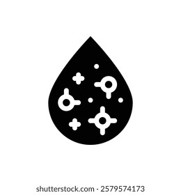 Polluted Water Glyph Icon. Polluted Water Icon