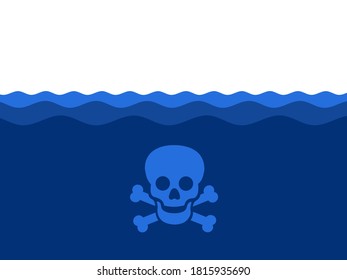 Polluted water - toxic, poisoned and contaminated river, sea and ocean. Environmental problem, danger and threat in the nature.